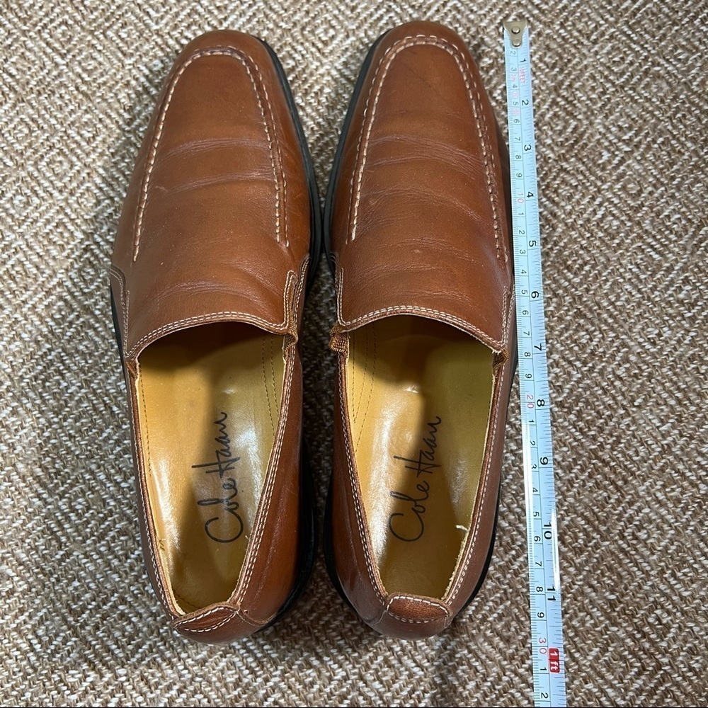 Cole Haan Mens Brown Leather Apron Toe Slip On Loafer Shoes Sz 9M Work Luxury - Picture 8 of 9